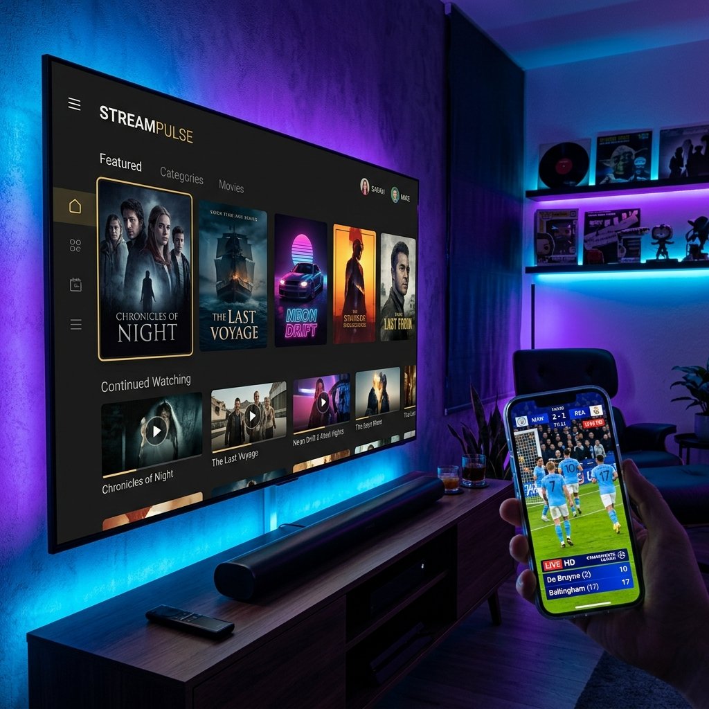 Aplicativo XCIPTV rodando em uma Smart TV e Celular